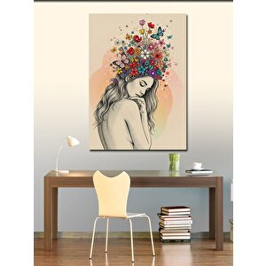 Kanvas Tablo Çiçek Taçlı Kadın Portresi 70x100 cm