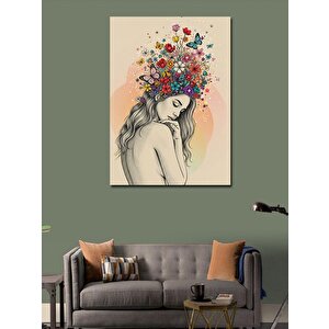 Kanvas Tablo Çiçek Taçlı Kadın Portresi 70x100 cm