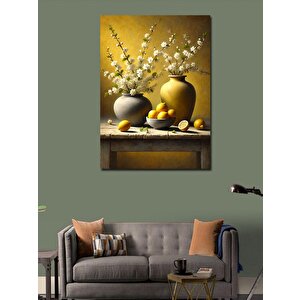 Kanvas Tablo Limon Ve Çiçek Vazosu 100x140 cm
