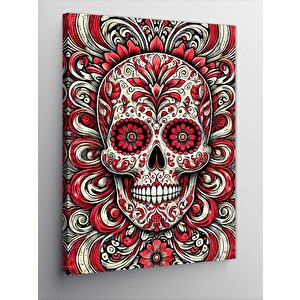 Kanvas Tablo Çiçekli Kafatası Ve Meksika Sanatı 50x70 cm