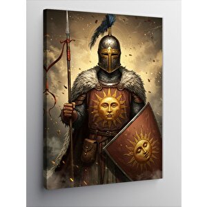 Kanvas Tablo Ortaçağ Savaşçısı Ve Güneş Kalkanı 100x140 cm