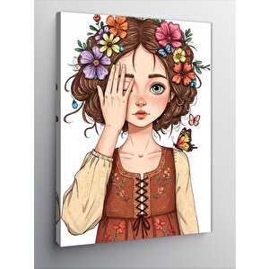 Kanvas Tablo Çiçek Taçlı Genç Kız 50x70 cm