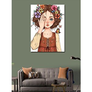 Kanvas Tablo Çiçek Taçlı Genç Kız 50x70 cm