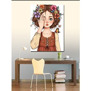 Kanvas Tablo Çiçek Taçlı Genç Kız 70x100 cm