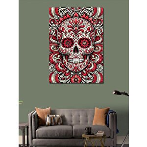 Kanvas Tablo Çiçekli Kafatası Ve Meksika Sanatı 100x140 cm