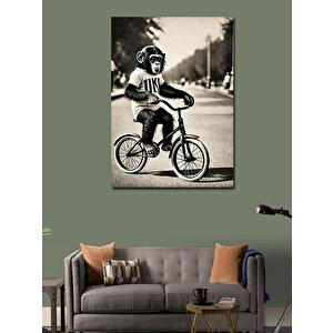 Kanvas Tablo Bisiklet Süren Maymun 100x140 cm