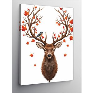 Kanvas Tablo Geyik Ve Sonbahar Yaprakları 70x100 cm