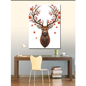 Kanvas Tablo Geyik Ve Sonbahar Yaprakları 70x100 cm
