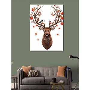 Kanvas Tablo Geyik Ve Sonbahar Yaprakları 70x100 cm