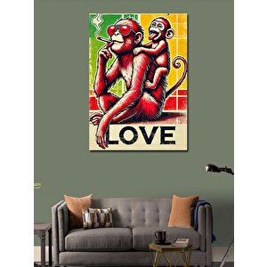 Kanvas Tablo Maymunlar Ve Sevgi 50x70 cm