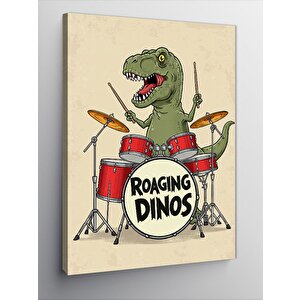 Kanvas Tablo Dinozor Ve Rock Grubu "roaring Dinos" 100x140 cm