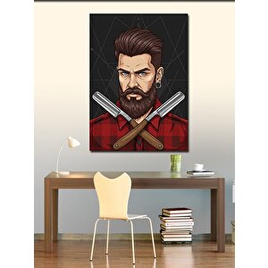 Kanvas Tablo Berber Ve Çapraz Ustura Portresi 50x70 cm