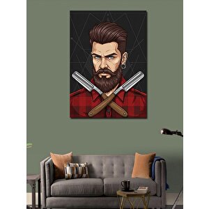 Kanvas Tablo Berber Ve Çapraz Ustura Portresi 50x70 cm