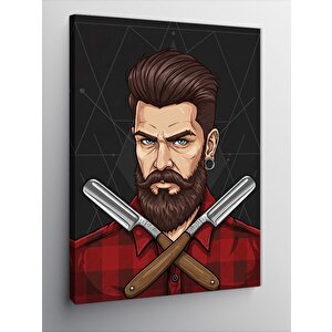 Kanvas Tablo Berber Ve Çapraz Ustura Portresi 70x100 cm