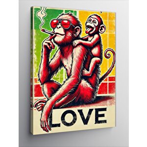 Kanvas Tablo Maymunlar Ve Sevgi 100x140 cm
