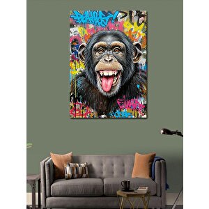 Kanvas Tablo Renkli Maymun Çizimi 70x100 cm