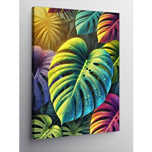 Kanvas Tablo Renkli Tropikal Yapraklar 100x140 cm