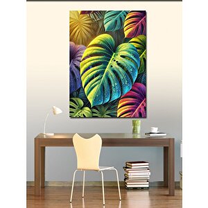 Kanvas Tablo Renkli Tropikal Yapraklar 100x140 cm