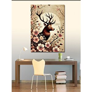 Kanvas Tablo Çiçekler Arasında Geyik 70x100 cm