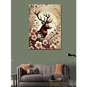 Kanvas Tablo Çiçekler Arasında Geyik 70x100 cm