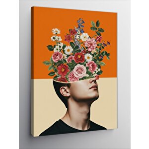 Kanvas Tablo Çiçek Taçlı Soyut Erkek Portresi 100x140 cm