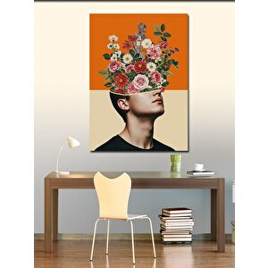 Kanvas Tablo Çiçek Taçlı Soyut Erkek Portresi 100x140 cm