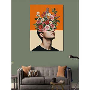 Kanvas Tablo Çiçek Taçlı Soyut Erkek Portresi 100x140 cm