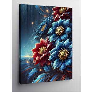 Kanvas Tablo Kırmızıo Ve Mavi Renkli Çiçek 100x140 cm