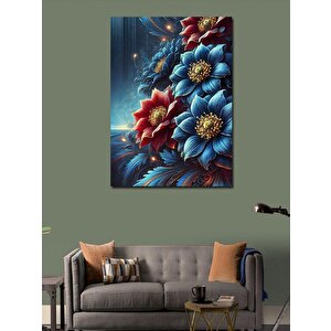 Kanvas Tablo Kırmızıo Ve Mavi Renkli Çiçek 100x140 cm