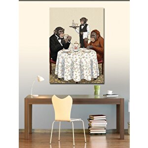 Kanvas Tablo Maymunlarla Akşam Yemeği 50x70 cm