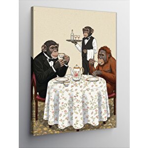 Kanvas Tablo Maymunlarla Akşam Yemeği 70x100 cm