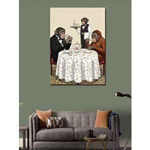 Kanvas Tablo Maymunlarla Akşam Yemeği 70x100 cm