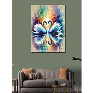 Kanvas Tablo Kuğu Çiftleri Ve Parlak Renkler 100x140 cm