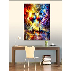 Kanvas Tablo Renkli Şarap Bardakları 50x70 cm