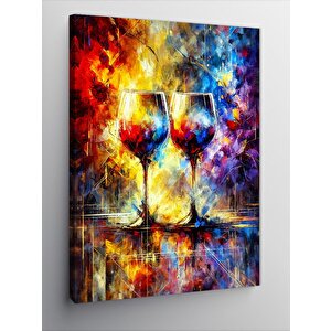 Kanvas Tablo Renkli Şarap Bardakları 100x140 cm