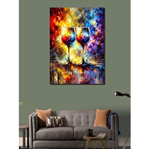 Kanvas Tablo Renkli Şarap Bardakları 100x140 cm