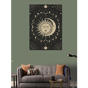 Kanvas Tablo Güneş Ve Ay Desenli Harita 50x70 cm