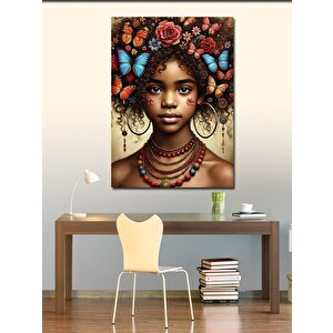 Kanvas Tablo Kadın Ve Çiçek Deseni 70x100 cm