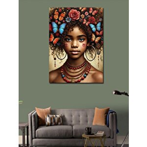 Kanvas Tablo Kadın Ve Çiçek Deseni 70x100 cm