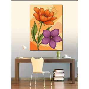 Kanvas Tablo Turuncu Çiçek Ve Bahar 70x100 cm