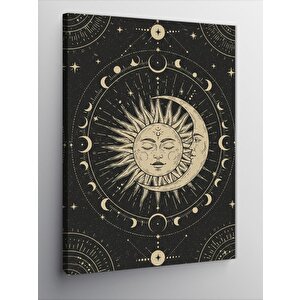 Kanvas Tablo Güneş Ve Ay Desenli Harita 100x140 cm