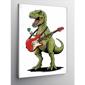 Kanvas Tablo Dinozor Ve Rock Gitar 100x140 cm