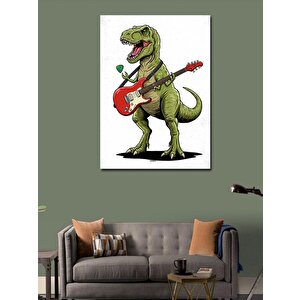 Kanvas Tablo Dinozor Ve Rock Gitar 100x140 cm