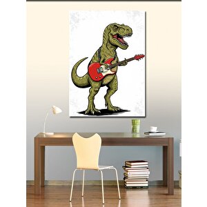 Kanvas Tablo Gitar Çalan Dinozor 50x70 cm