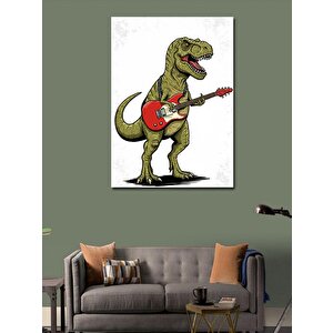 Kanvas Tablo Gitar Çalan Dinozor 50x70 cm