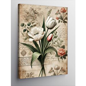 Kanvas Tablo Vintage Çiçek Aranjmanı Ve Eski Doku 70x100 cm