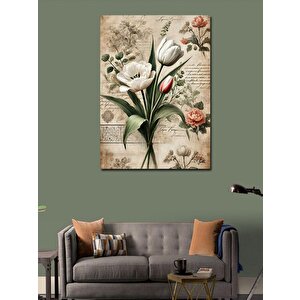 Kanvas Tablo Vintage Çiçek Aranjmanı Ve Eski Doku 70x100 cm