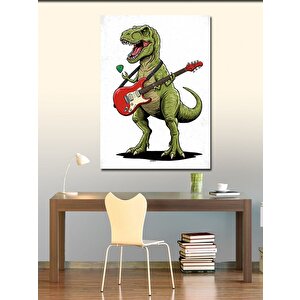 Kanvas Tablo Dinozor Ve Rock Gitar 70x100 cm