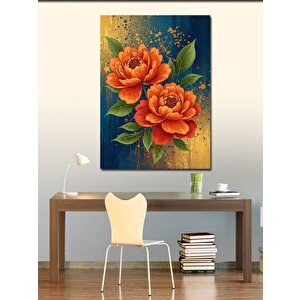 Kanvas Tablo Turuncu Çiçekler Ve Zarafet 100x140 cm