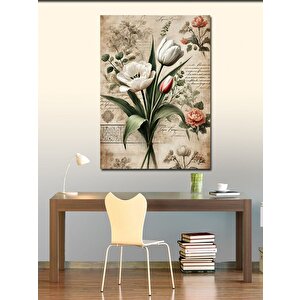 Kanvas Tablo Vintage Çiçek Aranjmanı Ve Eski Doku 100x140 cm